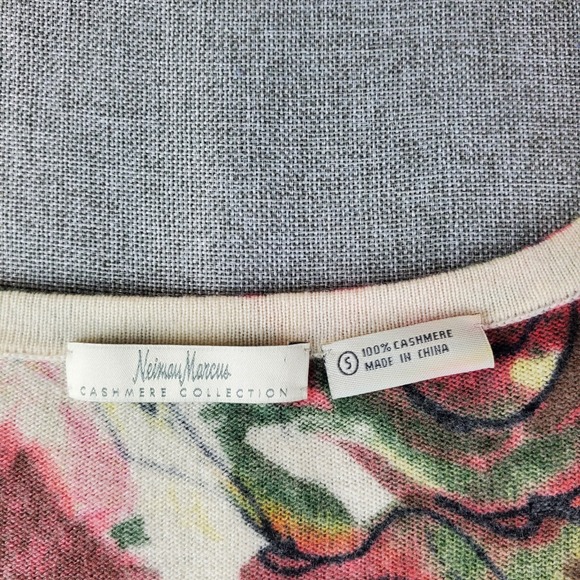 Neiman Marcus Sweater Womens Small Floral Cashmere Scoop Neckline Pullover - Picture 4 of 15